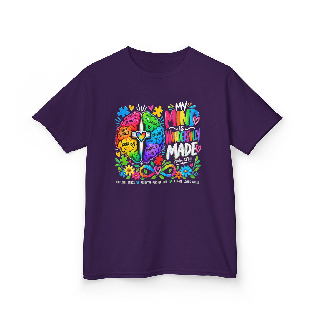 Youth Autism Awareness T-Shirt — "My Mind Is My Superpower" Colorful Brain Tee