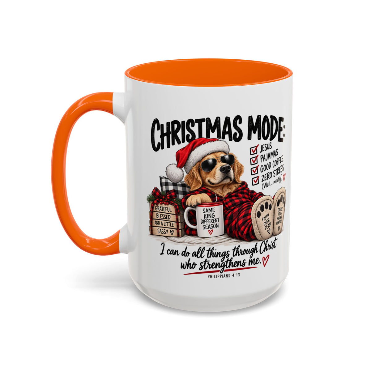 Christmas Mode: Jesus, Pajamas, Good Coffee Dog Coffee Mug