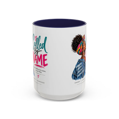 Called By Name inspirational Christian coffee mug with portrait of a woman of faith