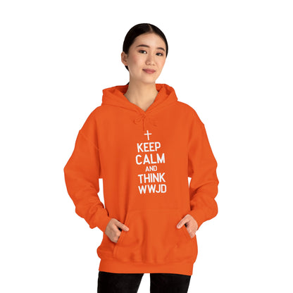 Keep Calm And Think What Would He Do (wwjd)Unisex Christian Hooded Pullover Sweatshirt