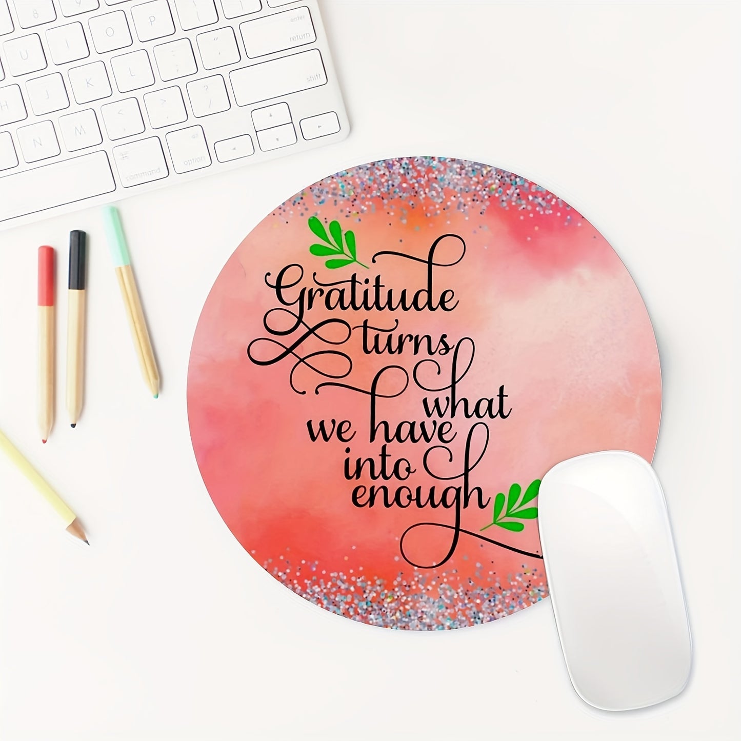 1pc Gratitude Turns What We Have Into Enough Christian Computer Mouse Pad, 7.8*7.8*0.12 IN/19.81*19.81*0.3 Cm claimedbygoddesigns
