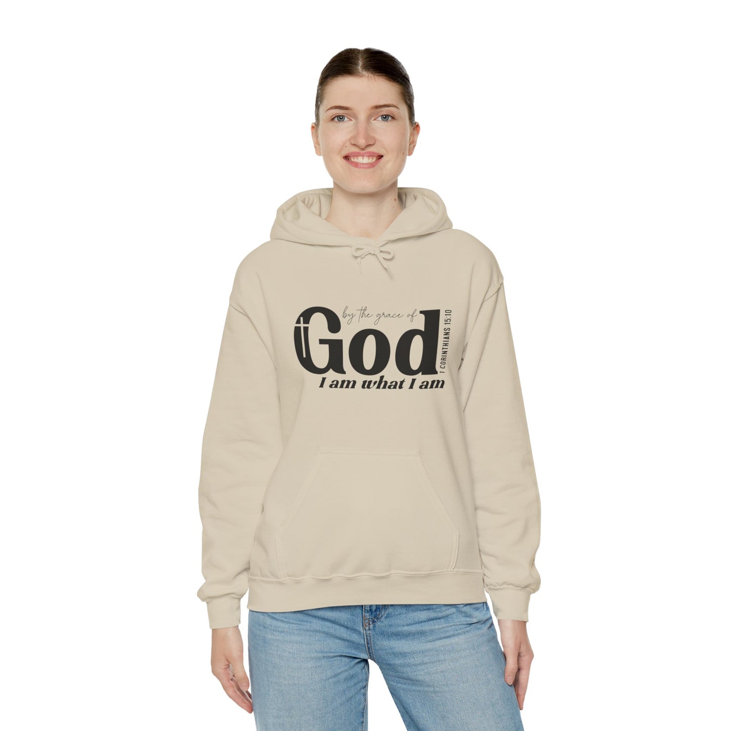 1 Corinthians 15:10 By The Grace Of God I Am What I Am Unisex Christian Pullover Hooded Sweatshirt