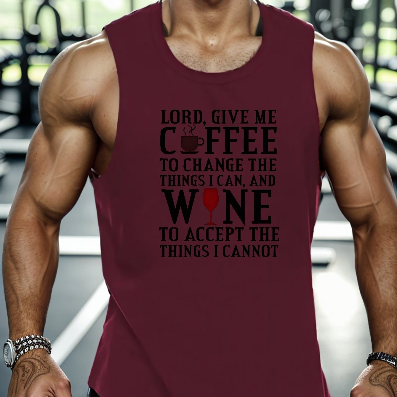 Lord Give Me Coffee & Wine Men's Christian Tank Top claimedbygoddesigns