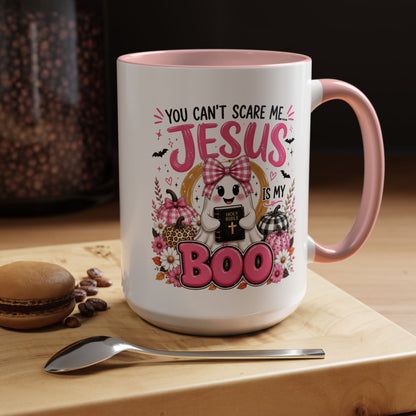 You Can’t Scare Me Jesus Is My Boo Coffee Mug — Halloween Christian Accent Mug