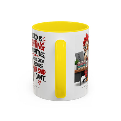 Inspirational Accent Coffee Mug — “The Lord Is Fighting My Battles” Faith Quote (11/15oz)