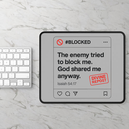 Divine Blocked Gaming Mouse Pad, Inspirational Desk Accessory, Gamer Gift, Scripture Decor, Unique Office Supplies - ClaimedbyGodDesigns