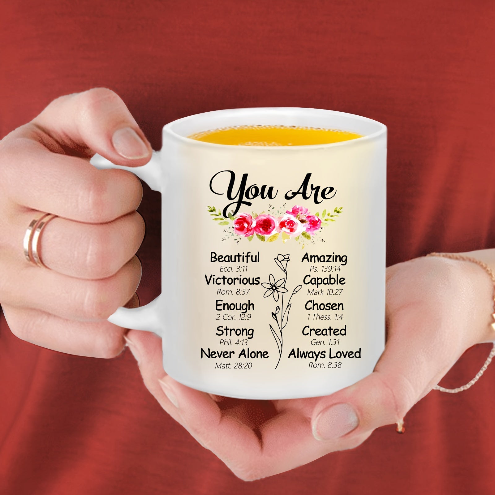 You Are (bible verse) Christian Frosted White Ceramic Mug, 11oz claimedbygoddesigns