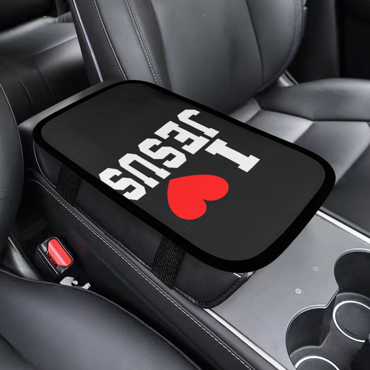 I Love Him Christian Car Armrest Cover - ClaimedbyGodDesigns