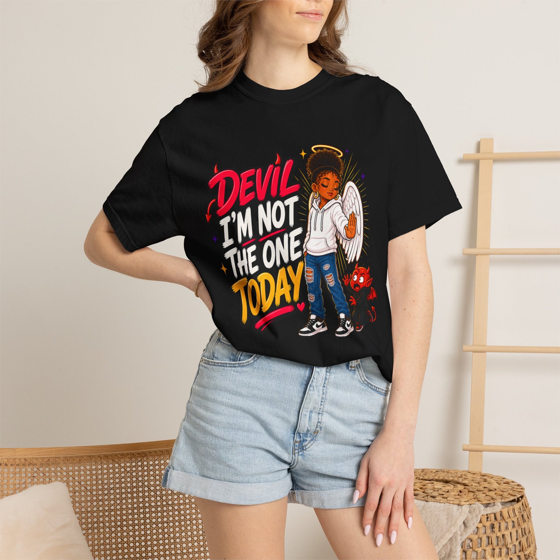 Devil I'm Not the One Today T-Shirt — Funny Angel vs Devil Graphic Tee - ClaimedbyGodDesigns