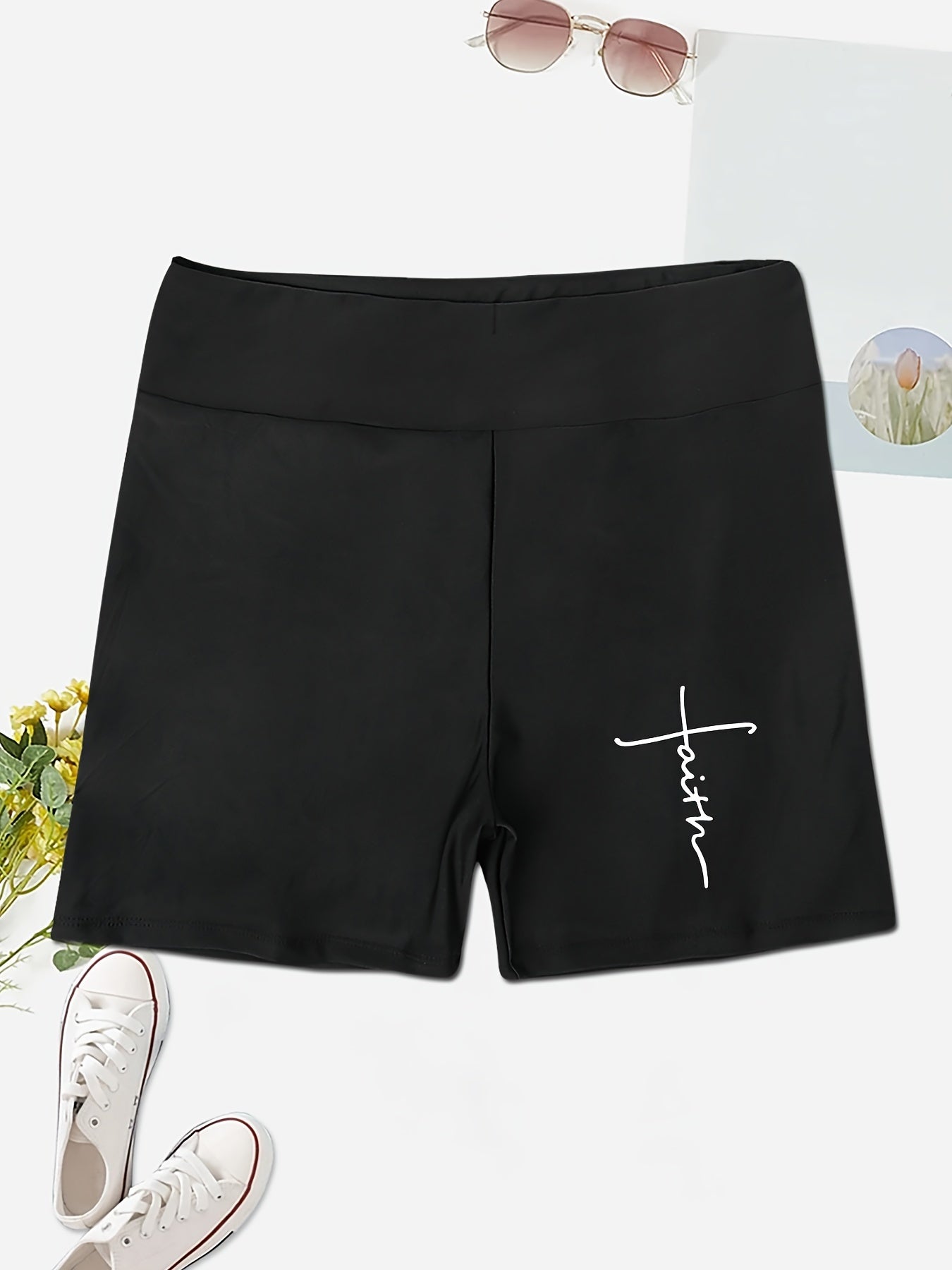 Faith High Waist Women's Christian Shorts claimedbygoddesigns
