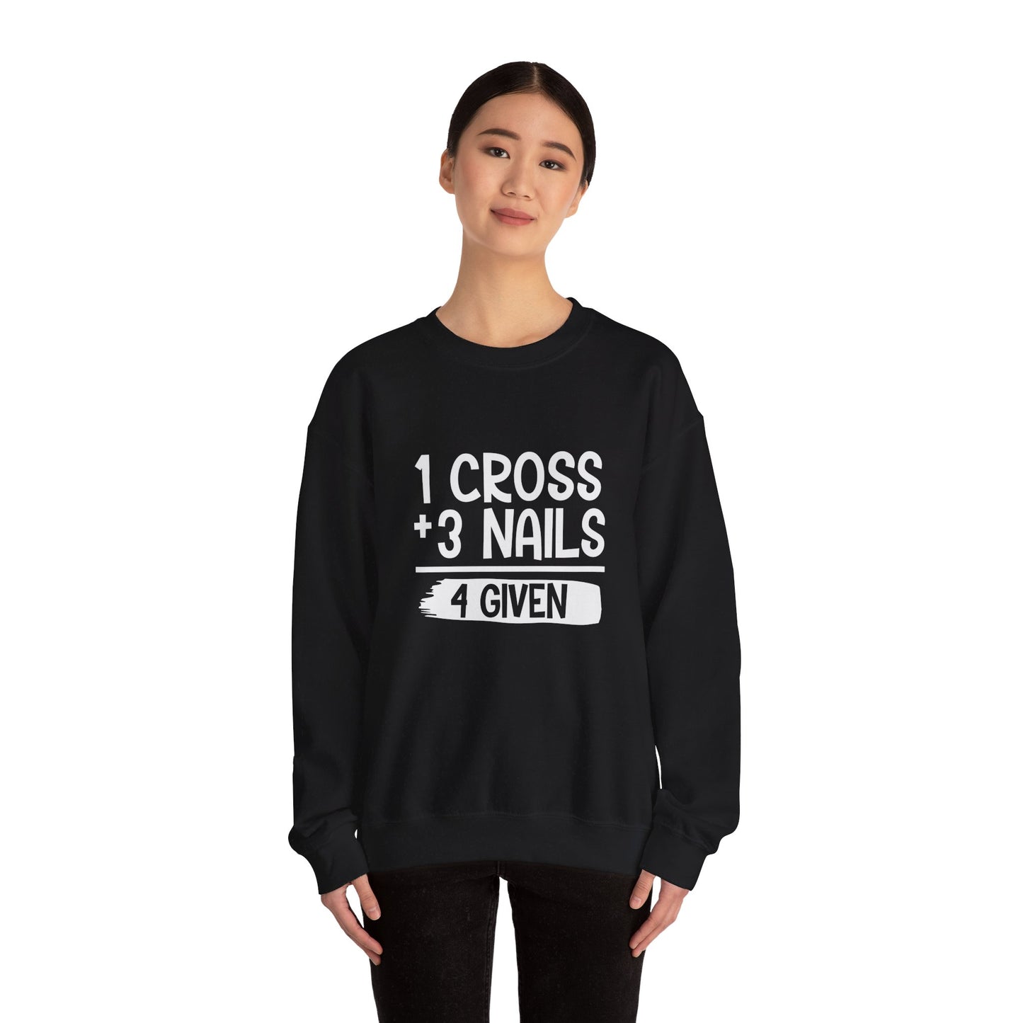 1 Cross 3 Nails 4 Given Christian Math Unisex Heavy Blend™ Crewneck Christian Sweatshirt