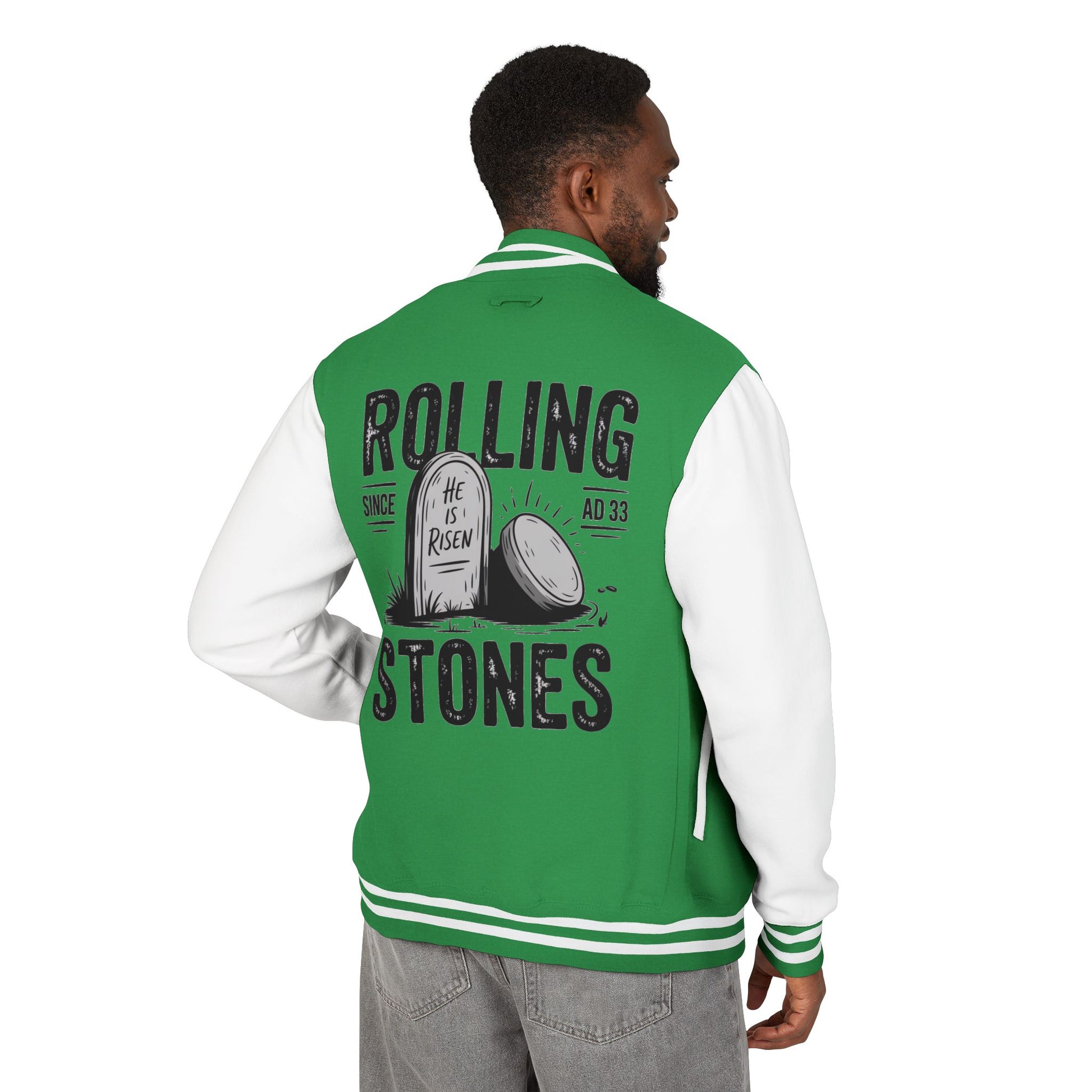 Unisex Vintage Rocker Letterman Jacket - Rolling Stones Design - ClaimedbyGodDesigns