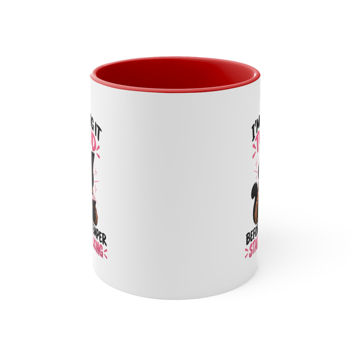 I'm Taking It To God Before My Temper Starts Talking Cat Mug — Funny Faith & Cat Lover Coffee Cup (11oz Accent)