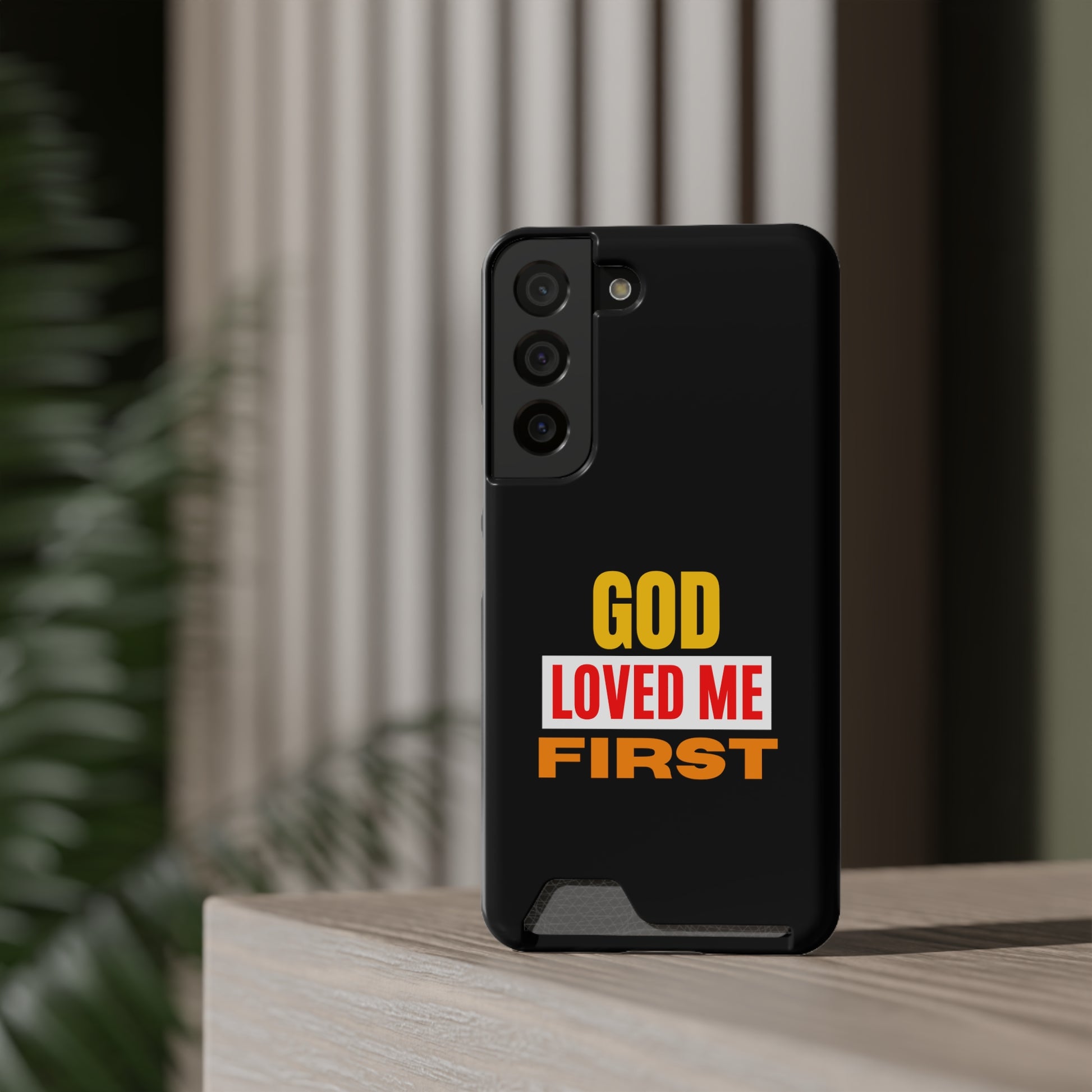 God Love Me First Christian Phone Case With Card Holder Printify