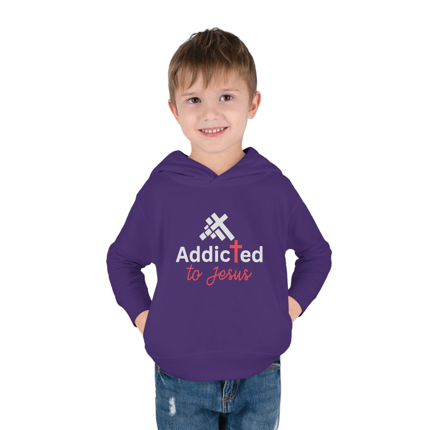 Addicted To Jesus Christian Toddler Pullover Fleece Hooded Sweatshirt