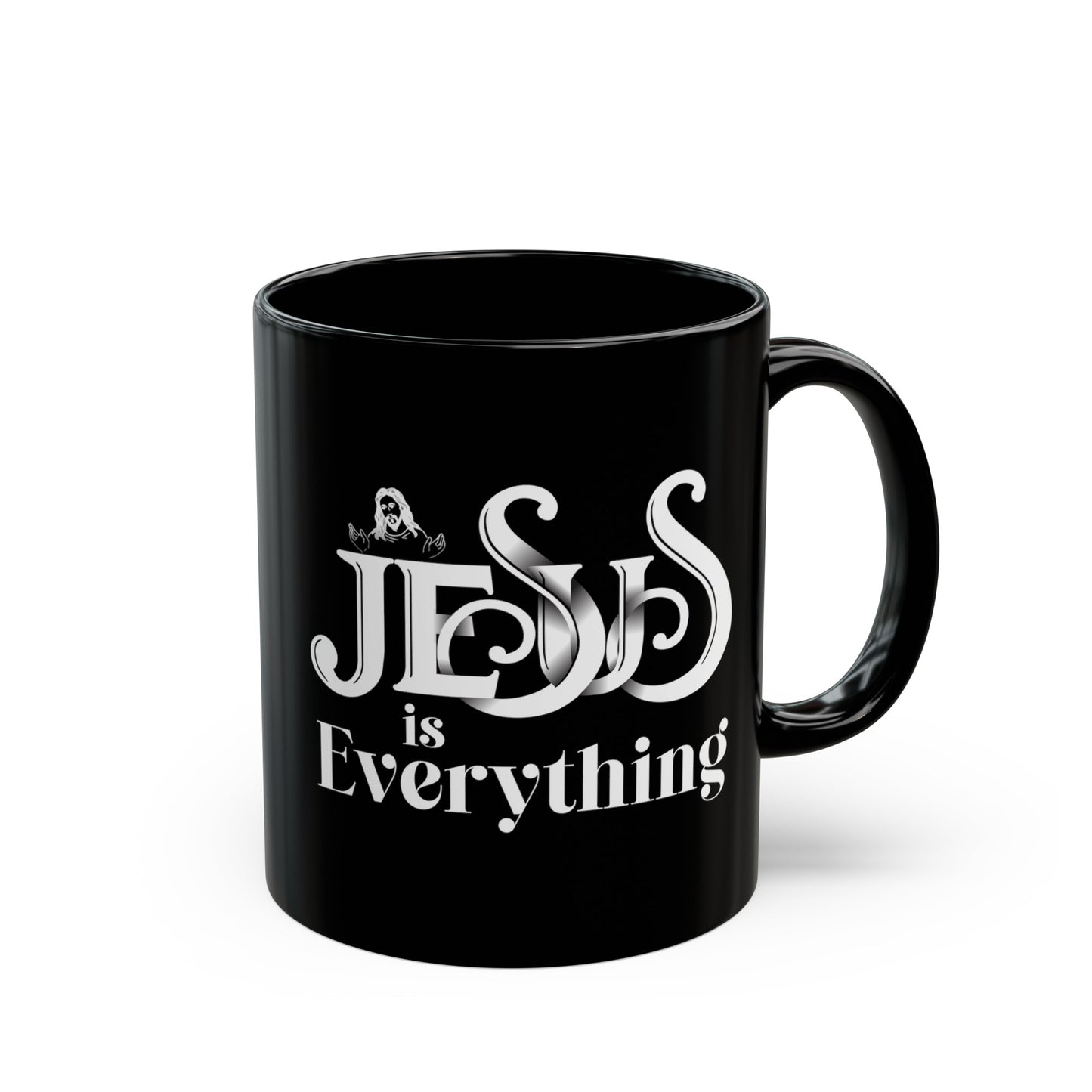 Jesus Is Everything Christian Black Ceramic Mug 11oz (double sided print) Printify