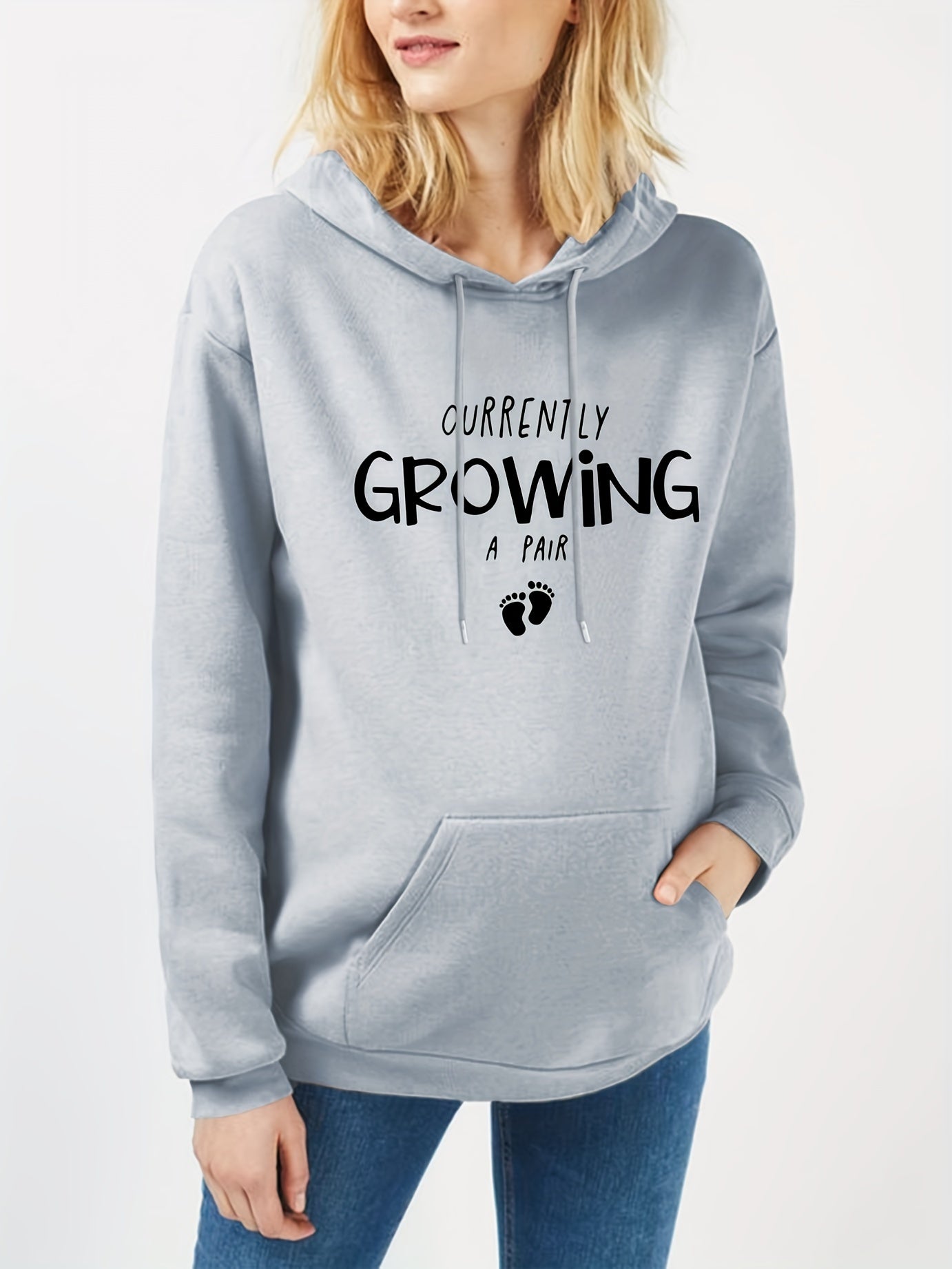 Currently Growing A Pair Women's Maternity Pullover Hooded Sweatshirt claimedbygoddesigns