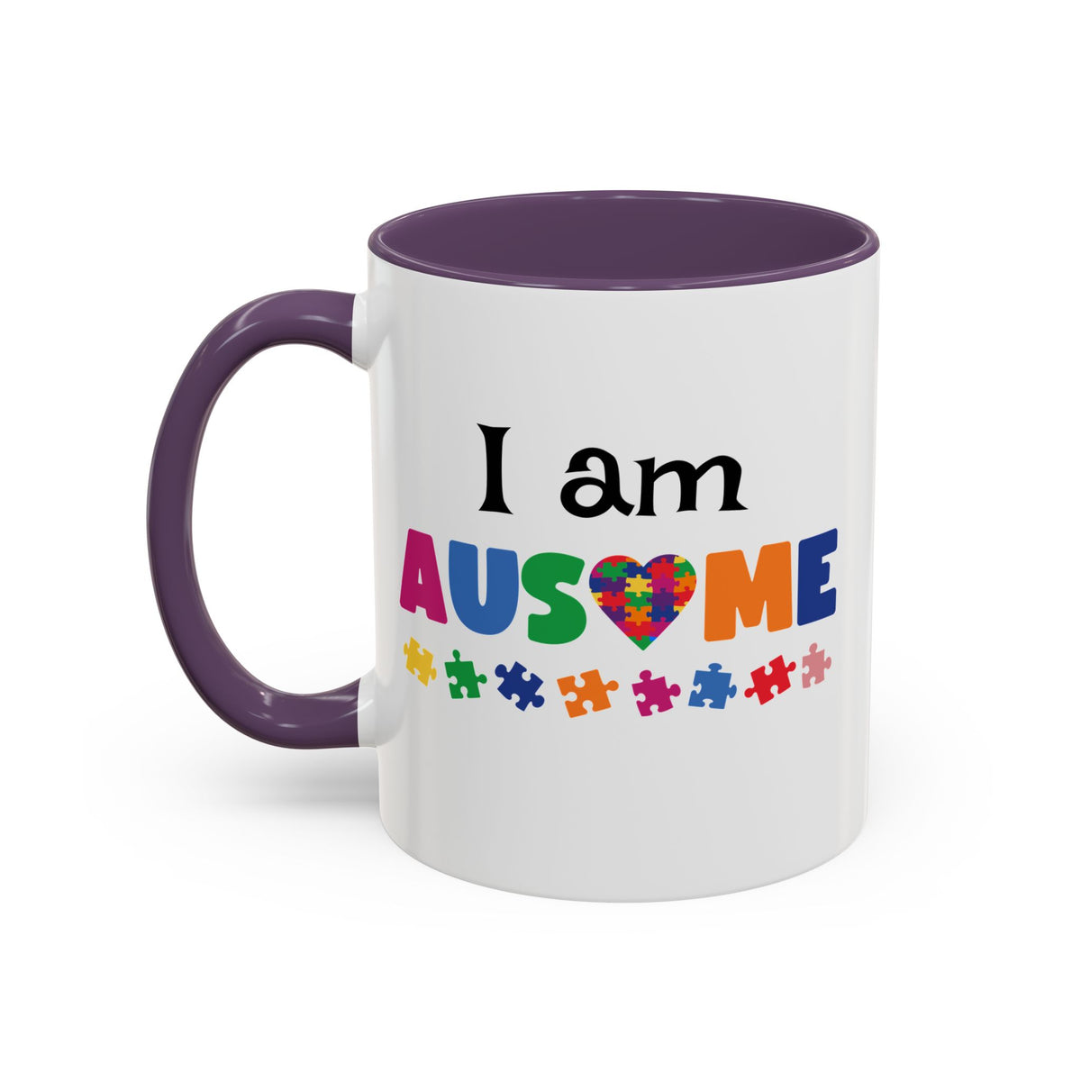 Inspirational Autism Coffee Mug - I am AUSome - 11oz/15oz Accent Mug