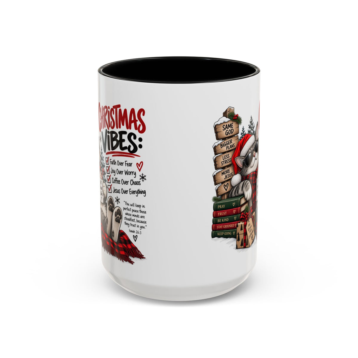 Christmas Vibes: Jesus Over Everything Santa Cat Coffee Mug
