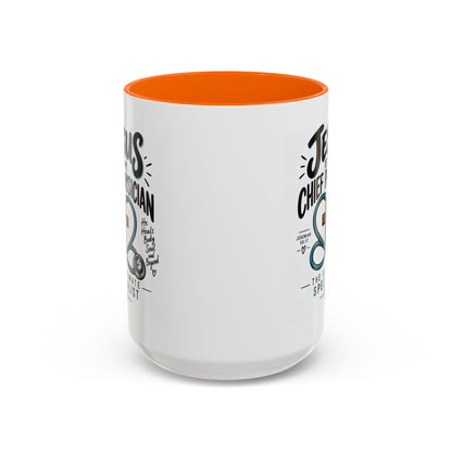 Jesus Is My Chief Physician Accent Coffee Mug – Christian Faith Medical Gift