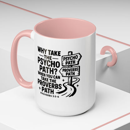 Inspirational Quote Accent Coffee Mug - Perfect Gift for Motivational Moments, Office Desk Essentials, Christian Gifts, Proverbs 3:5-6