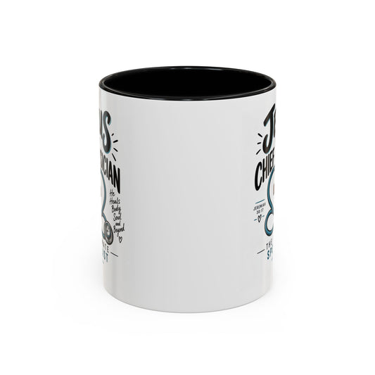 Jesus Is My Chief Physician Accent Coffee Mug – Christian Faith Medical Gift