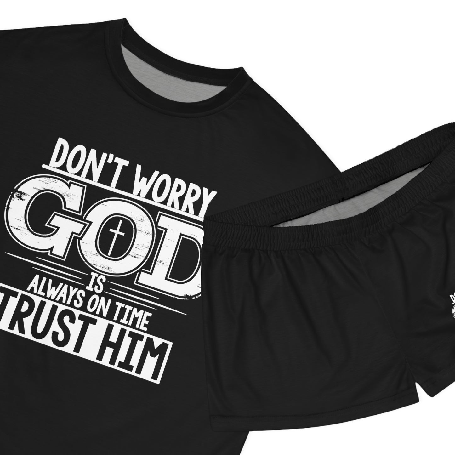 Don't Worry God Is Always On Time Trust Him Women's Christian Short Pajama Set Printify