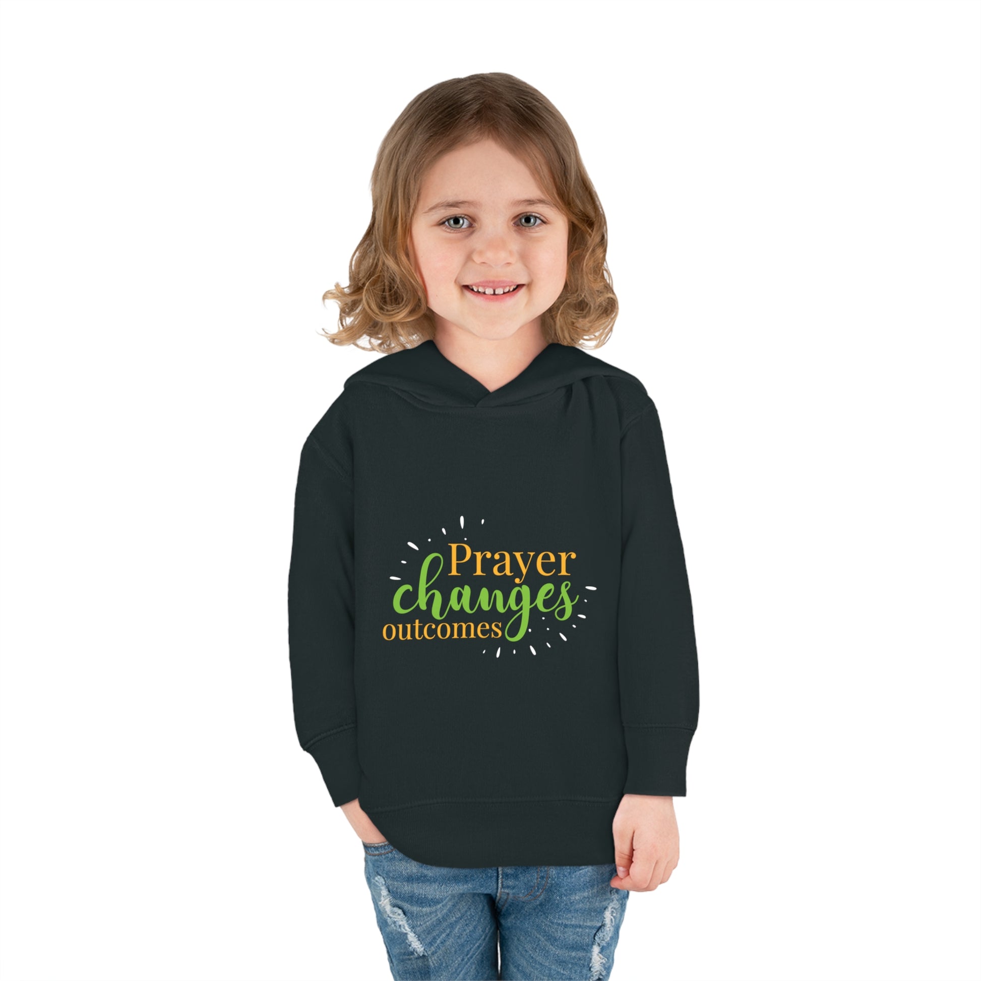 Prayer Changes Outcomes Toddler Christian Pullover Fleece Hoodie Printify