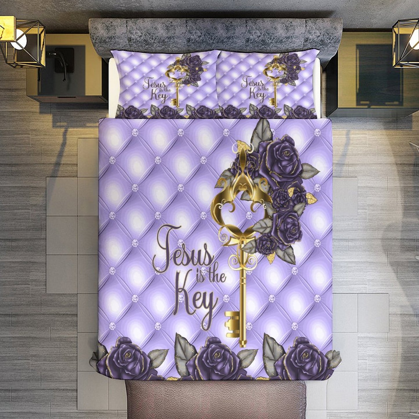 Jesus Is The Key 3-Piece Christian Comforter Bedding Set-86"×70"/ 218×177cm SALE-Personal Design