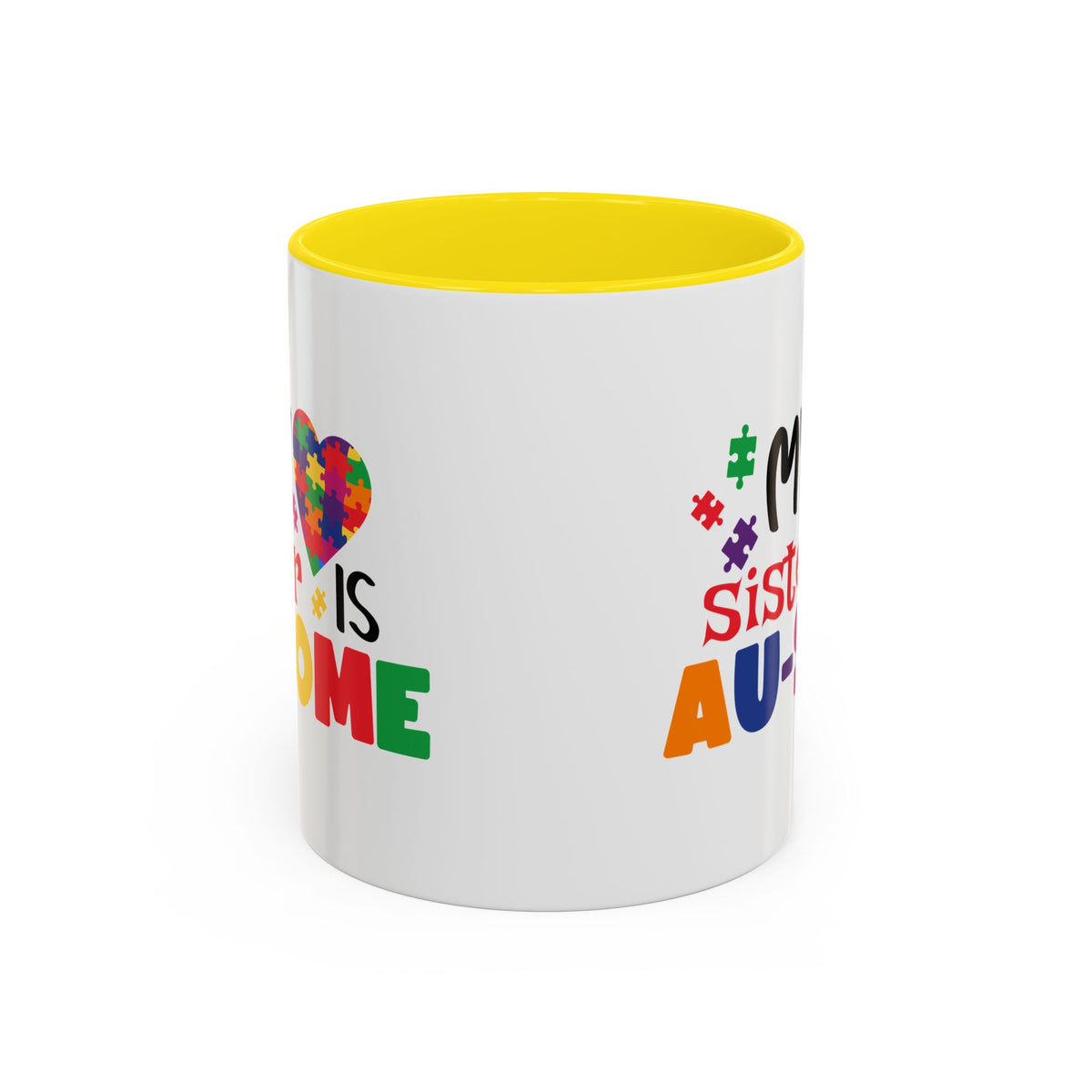 Colorful Autism Awareness Coffee Mug - "My Sister is AU-some"