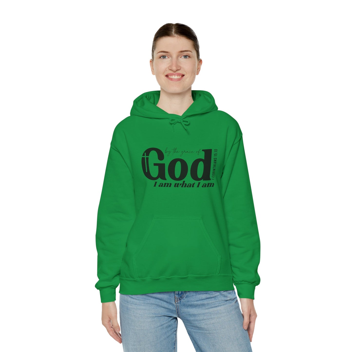 1 Corinthians 15:10 By The Grace Of God I Am What I Am Unisex Christian Pullover Hooded Sweatshirt