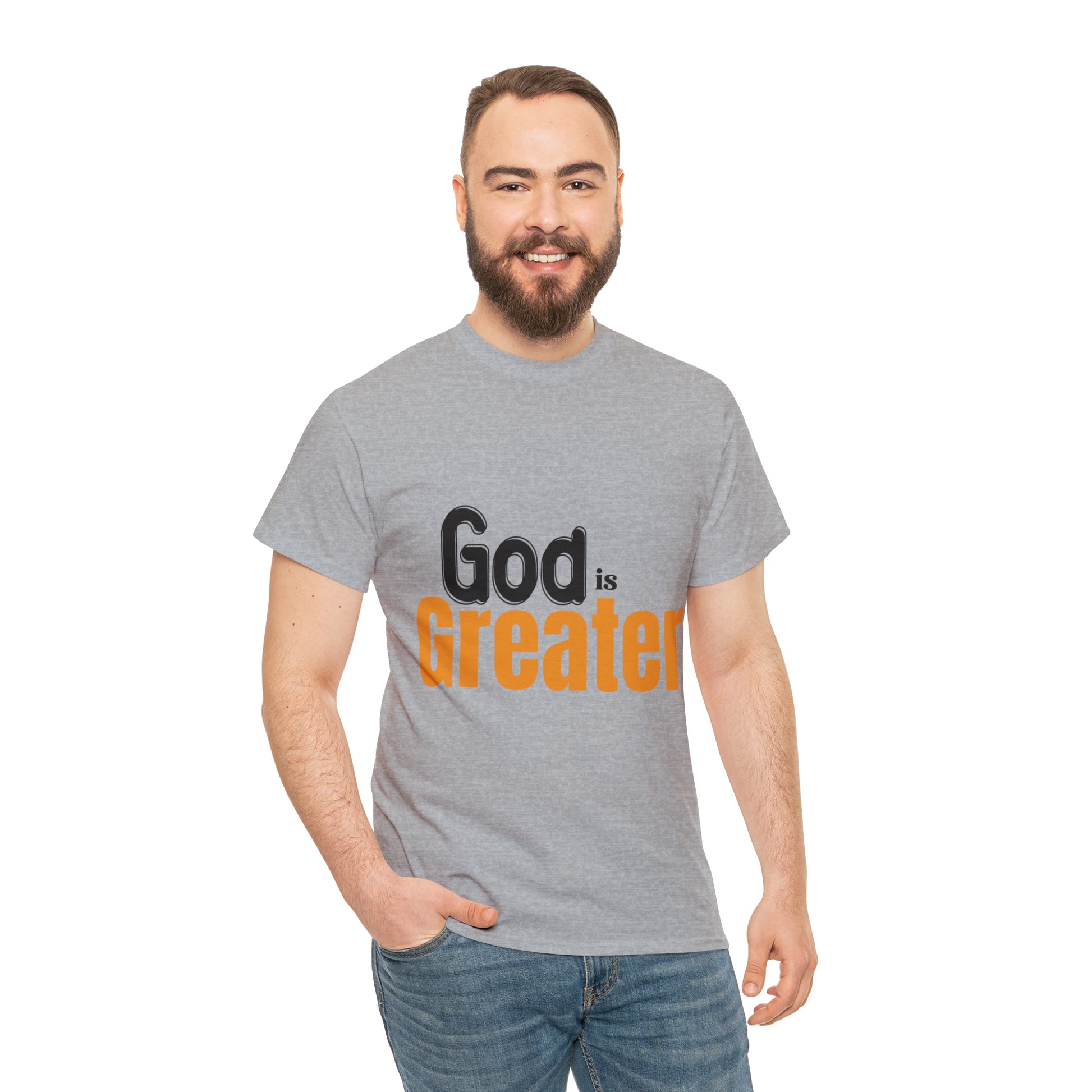 God Is Greater Unisex Heavy Cotton Tee Printify