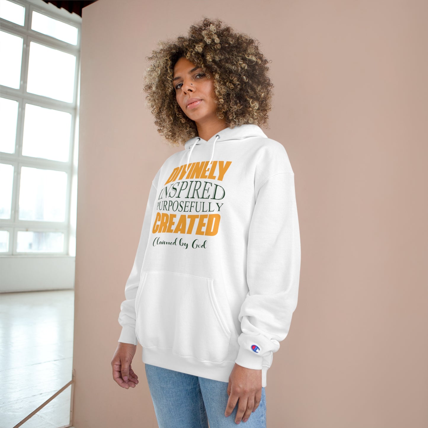 Divinely Inspired Purposefully Created Unisex Champion Hoodie