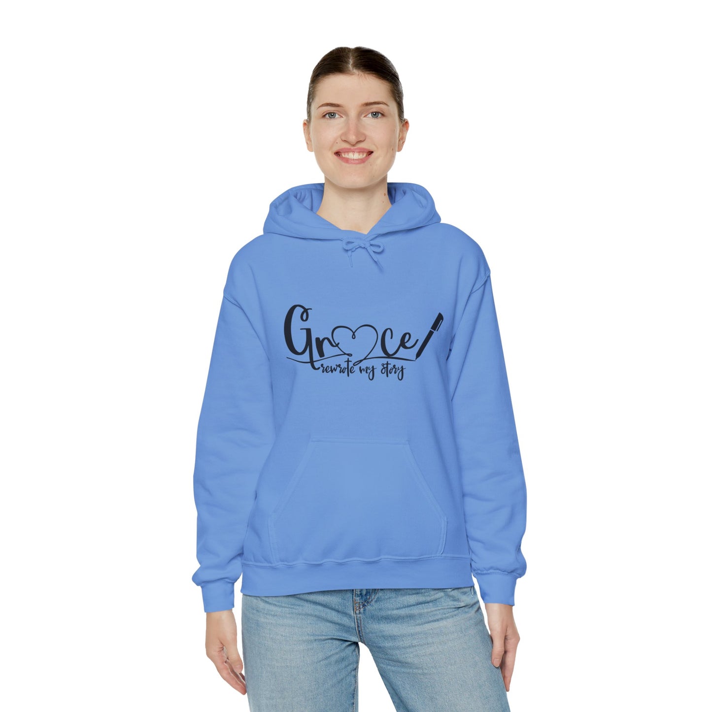 Grace Rewrote My Story Unisex Christian Pullover Hooded Sweatshirt