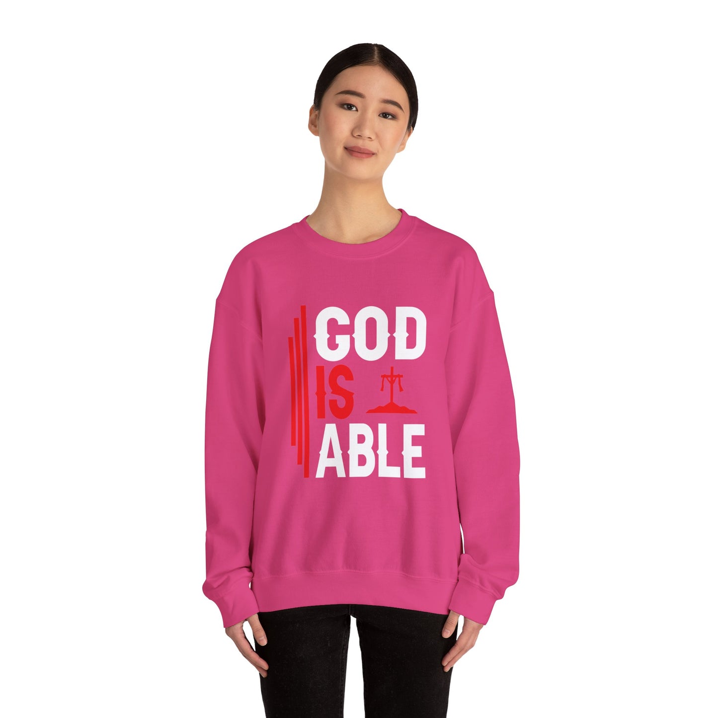 God Is Able  Unisex Heavy Blend™ Crewneck Christian Sweatshirt