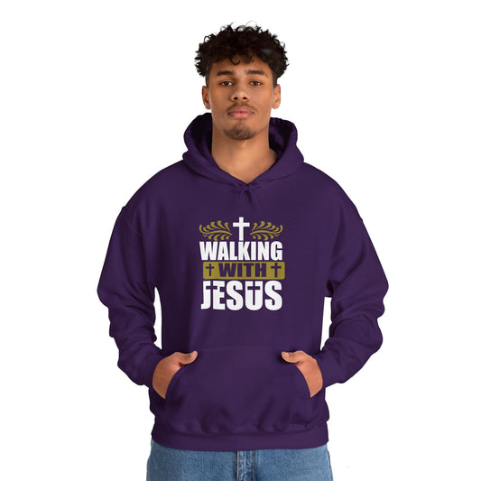 Walking With Jesus Unisex Christian Pullover Hooded Sweatshirt