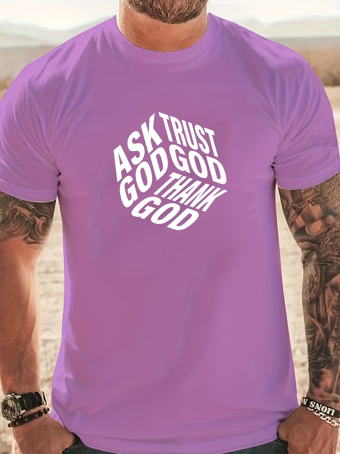 Ask Trust Thank God Men's Christian T-shirt claimedbygoddesigns