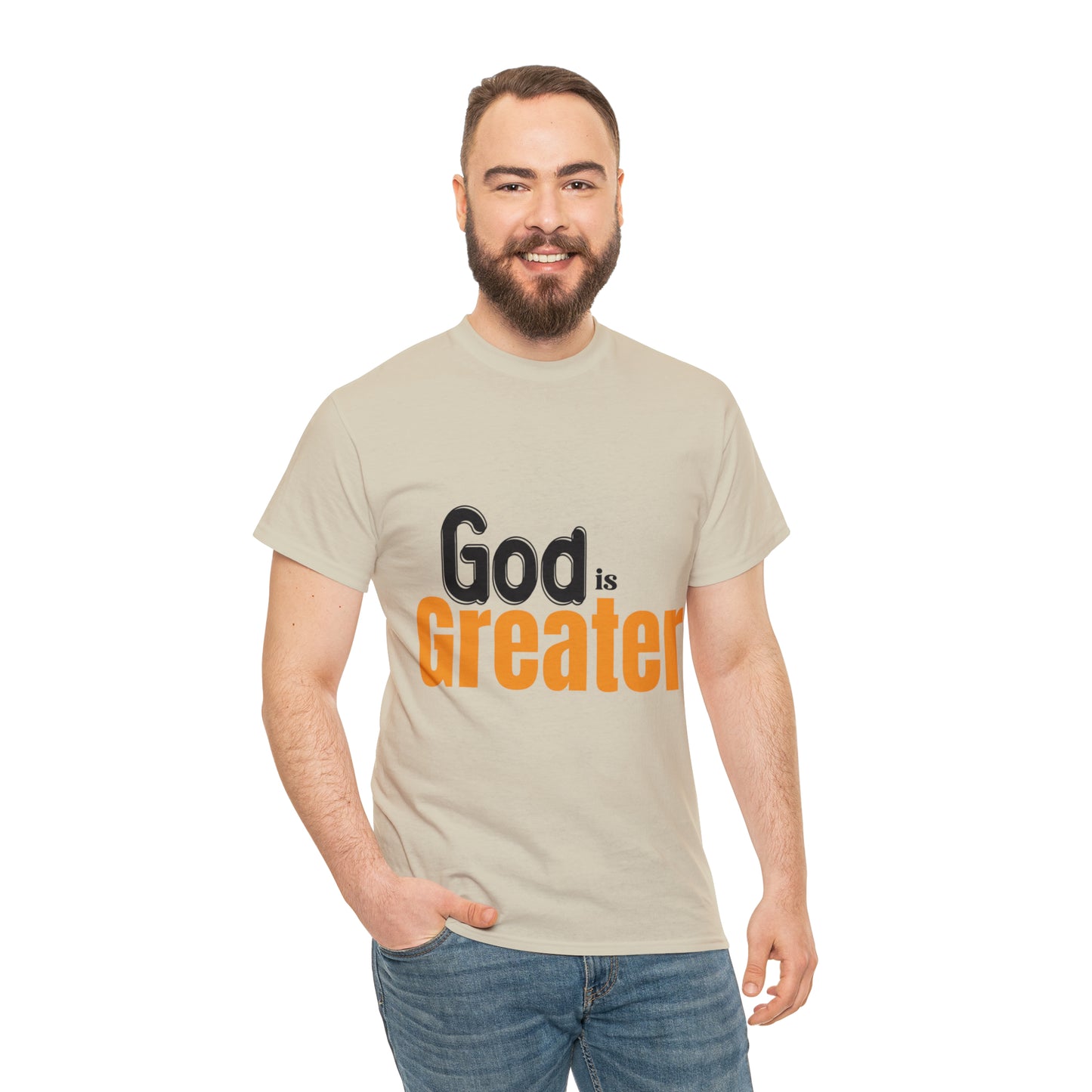 God Is Greater Unisex Heavy Cotton Tee Printify