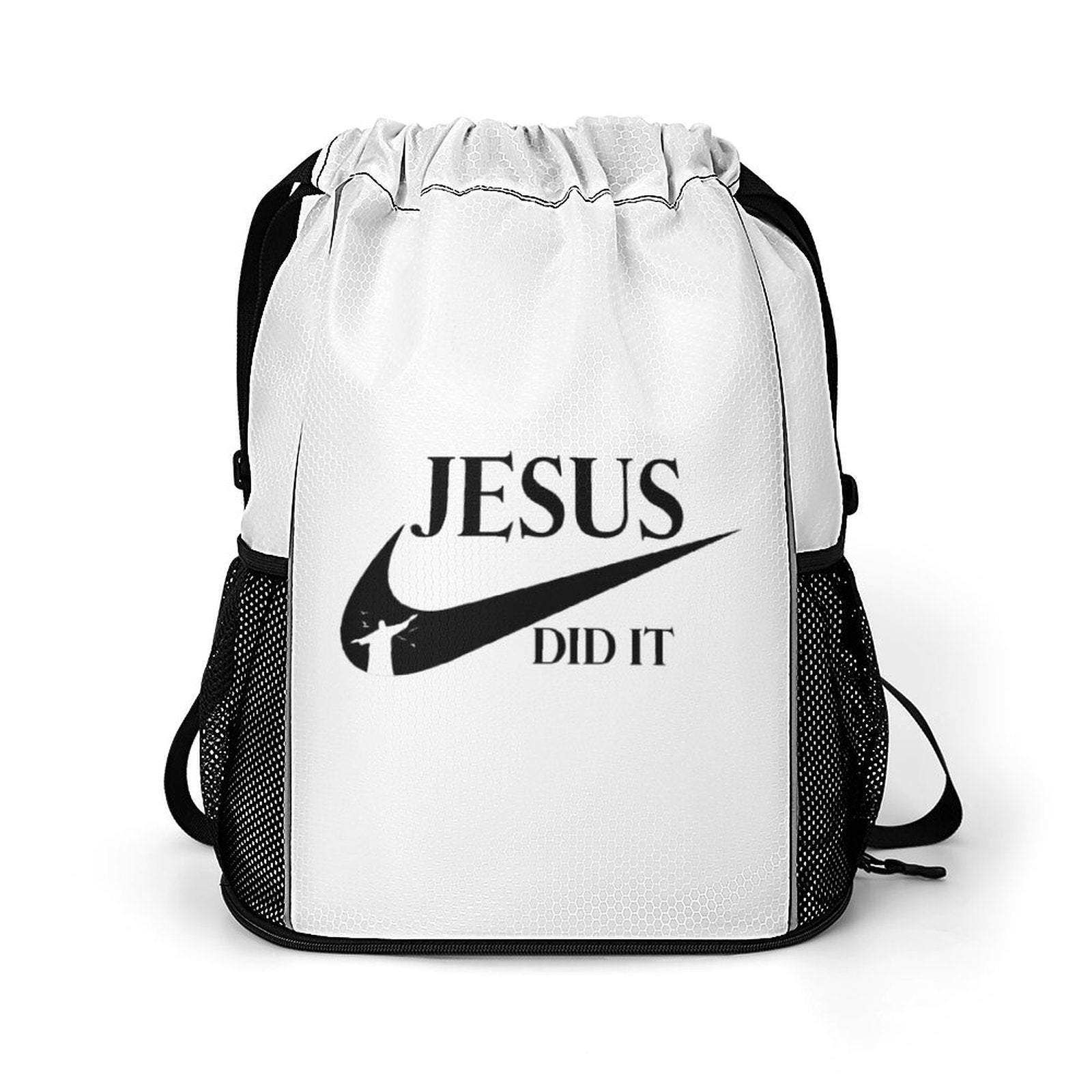 Jesus Did It (like Nike) Christian Waffle Cloth Drawstring Bag SALE-Personal Design