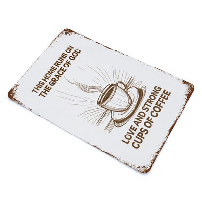 Grace and Coffee Christian Rusted Vintage Metal Wall Art Tin Sign-11.8"x7.9"/ 30x20cm