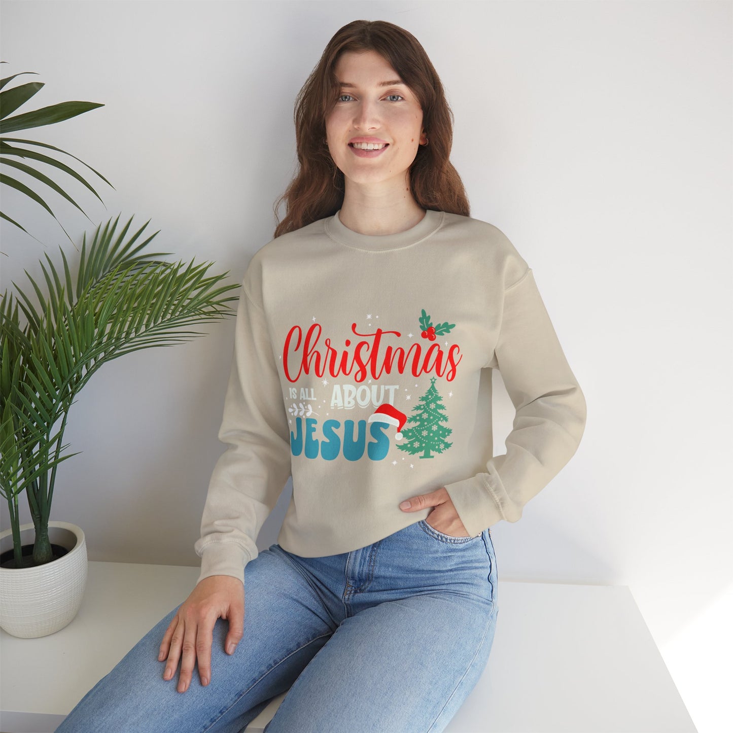 Christmas Is All About Jesus (Christmas Themed) Unisex Heavy Blend™ Crewneck Christian Sweatshirt