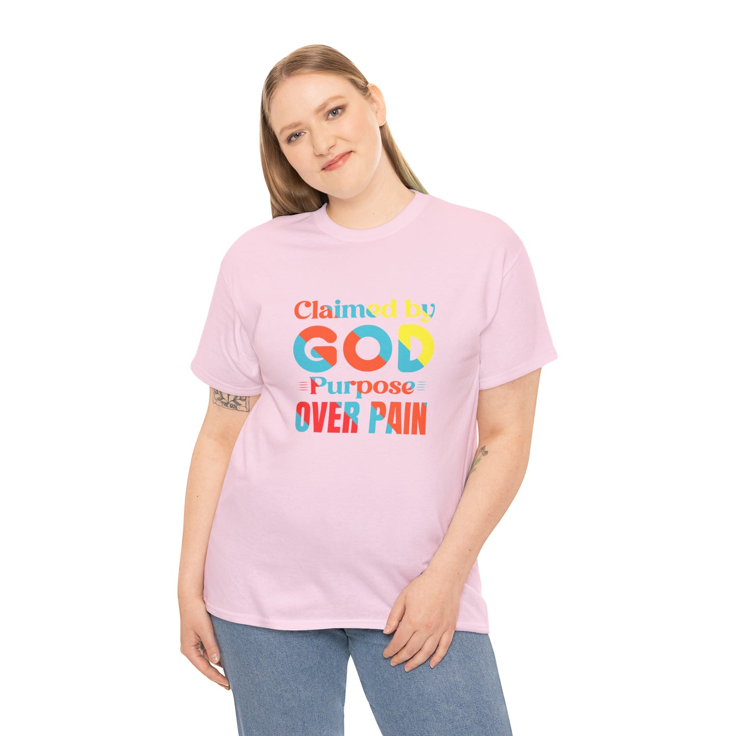 Claimed By God Purpose Over Pain Unisex Heavy Cotton Tee Printify