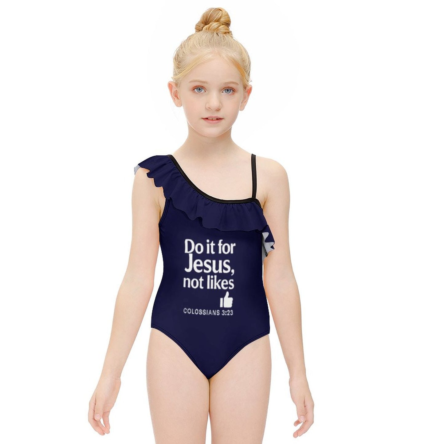 Do It For Him Christian Ruffled One - Piece Swimsuit for Girls - ClaimedbyGodDesigns