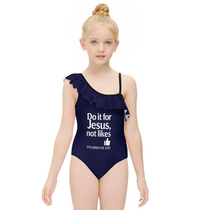 Do It For Him Christian Ruffled One - Piece Swimsuit for Girls - ClaimedbyGodDesigns