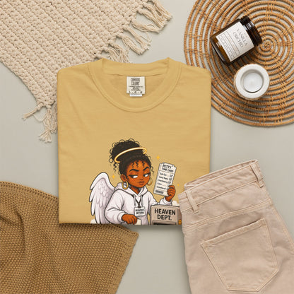 Heaven's Intern T-shirt – Funny Angel Nurse Tee ('Still Learning to Clock Out Petty') - ClaimedbyGodDesigns