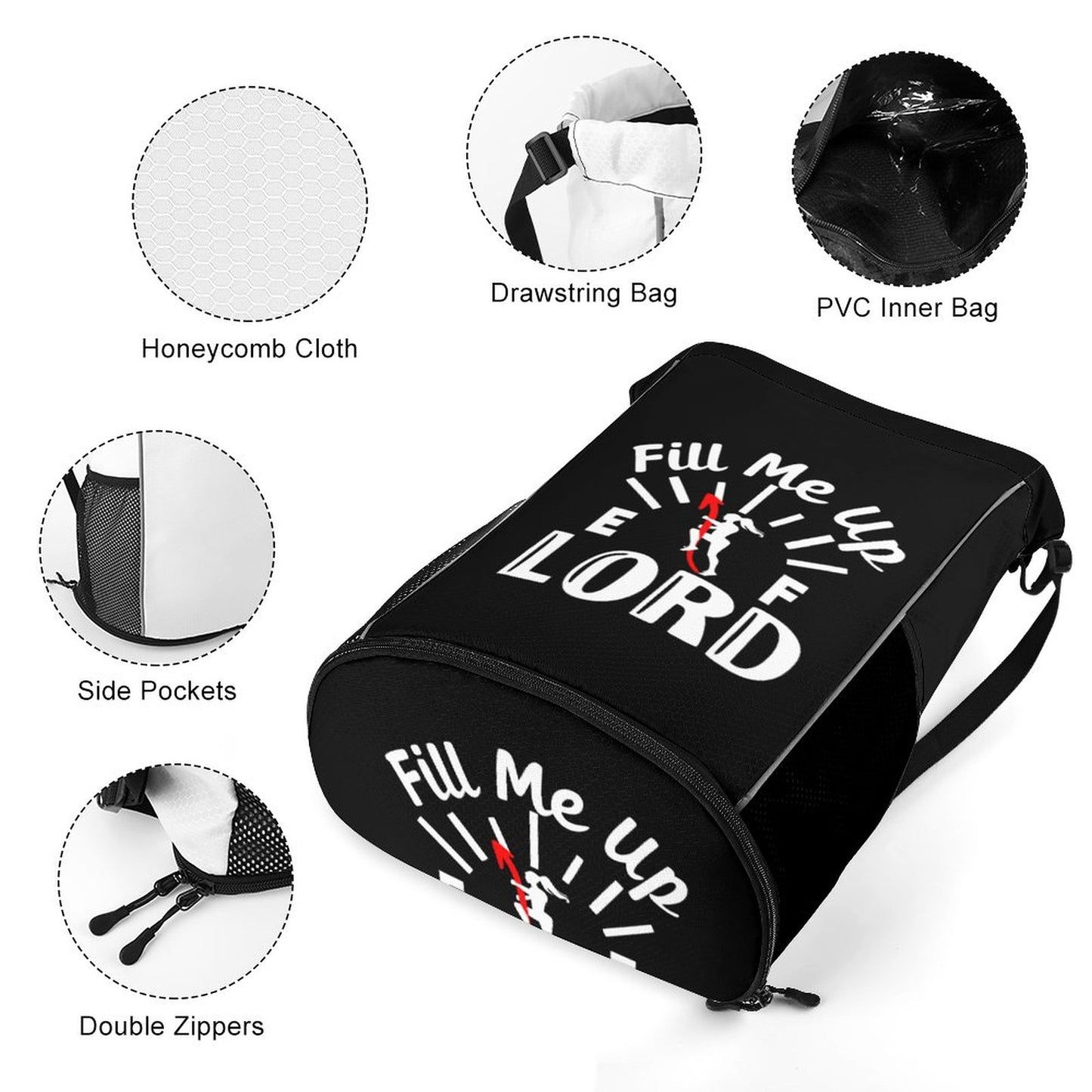 Fill Me Up Lord Christian Waffle Cloth Drawstring Bag