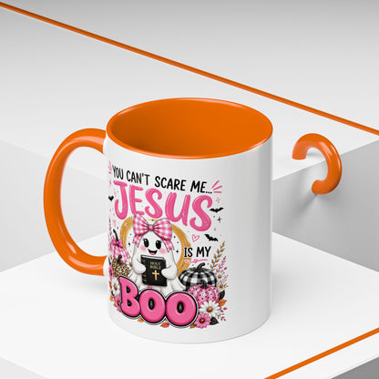 You Can’t Scare Me Jesus Is My Boo Coffee Mug — Halloween Christian Accent Mug