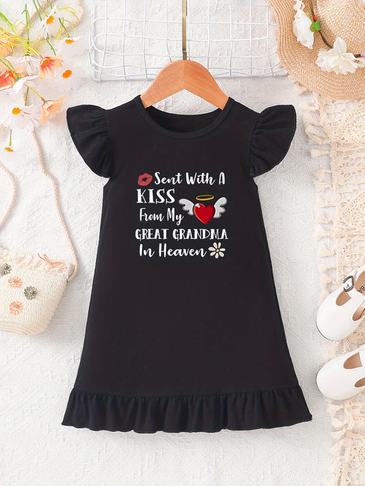 Sent With A Kiss From My Great Grandma In Heaven Christian Toddler Dress claimedbygoddesigns