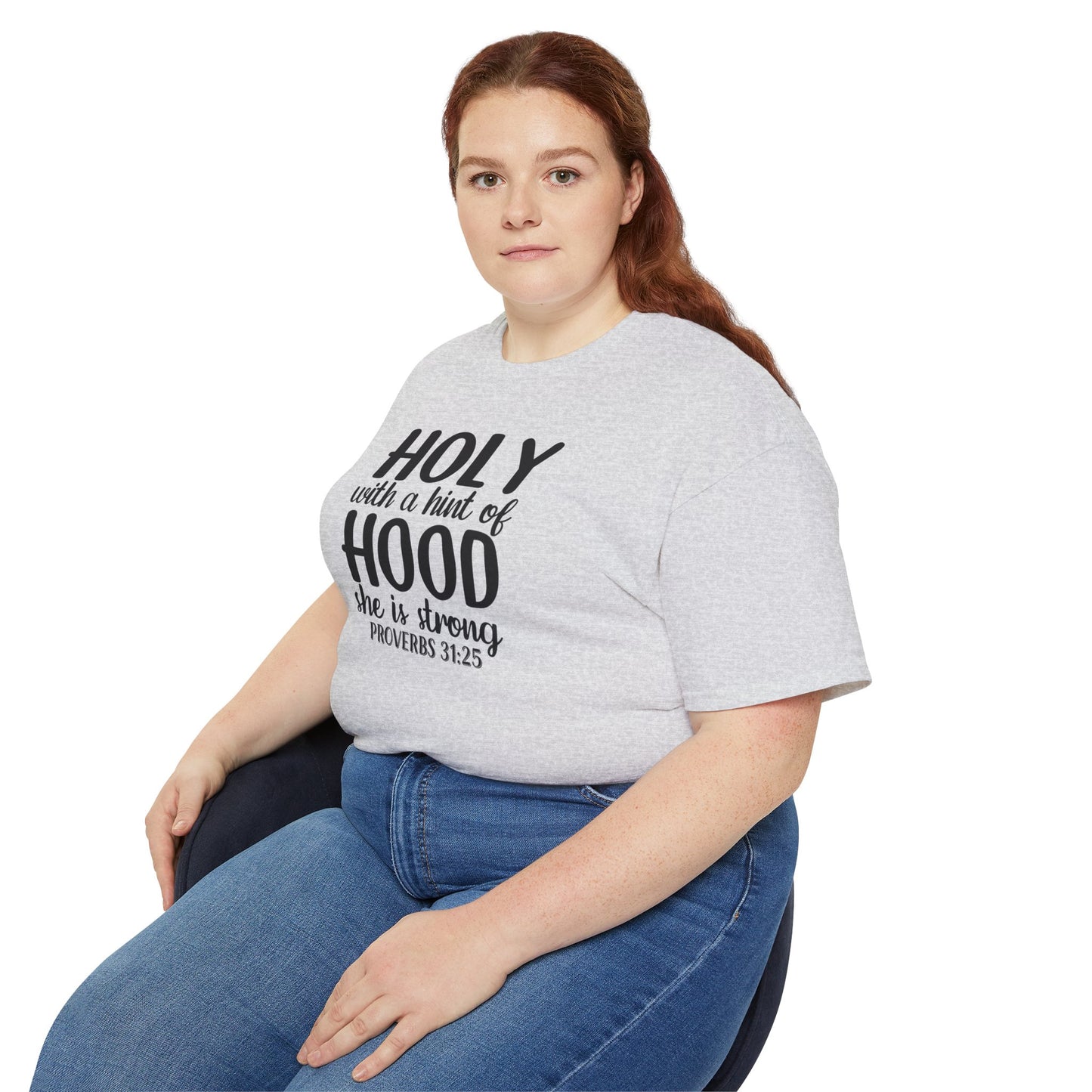 Holy With A Hint Of Hood She Is Strong Unisex Christian Ultra Cotton Tee Printify