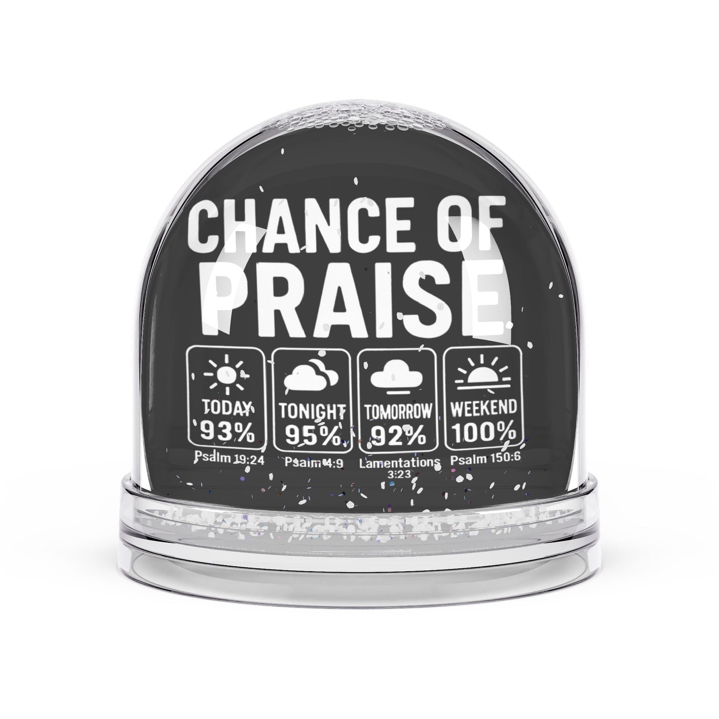 Christian Snow Globe, Religious Home Decor, Inspirational Gift, Christmas Decoration, Chance of Praise